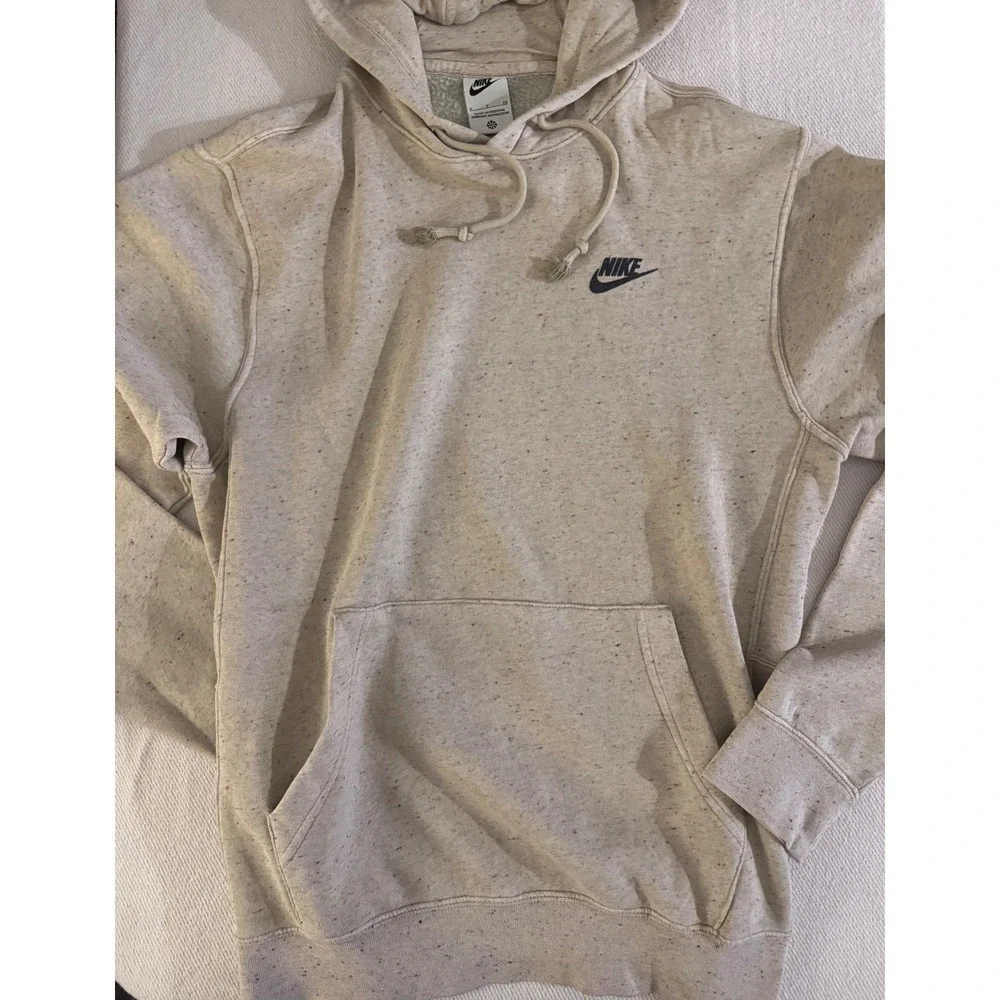 Nike Sportswear Mens Speckled Pullover Hoodie Oatmeal Heather Small DA0007-051